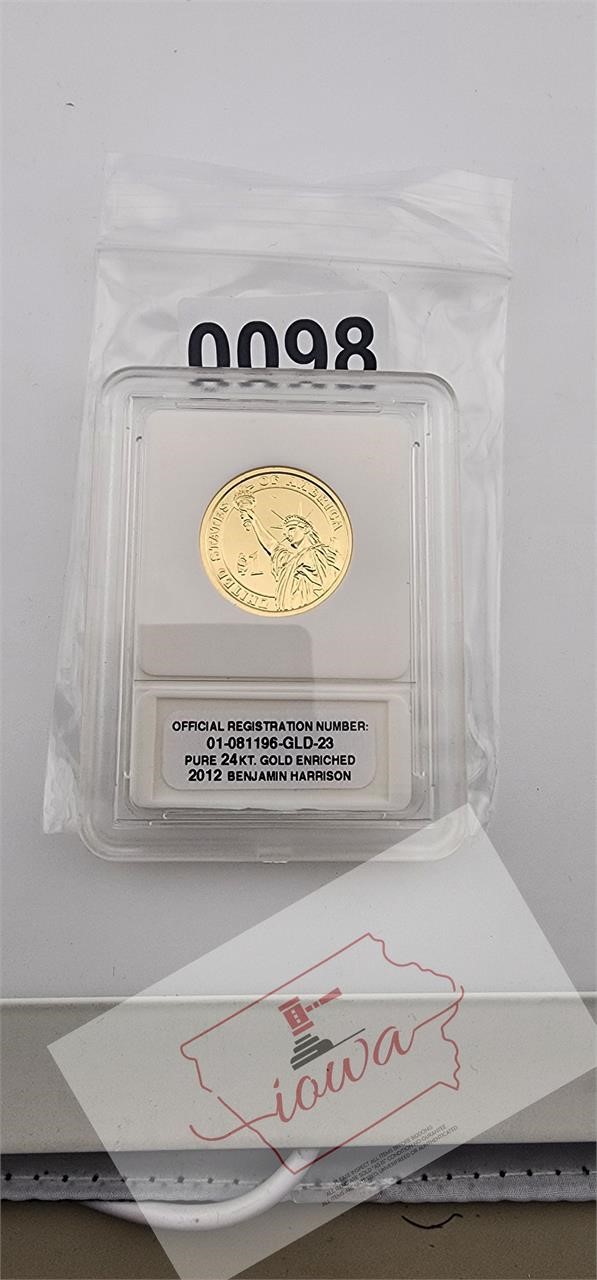 2012 Benjamin Harrison Pure 24KT. Gold List$340
