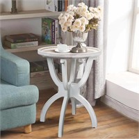 Farmhouse End Table with Carved Tray Top,Small