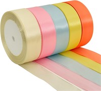 5-Color Satin Ribbon Rolls, 1x125yd x2