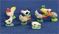 (8) Miniature Chicken and Birds, plastic, Made in