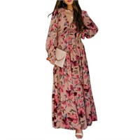 ZKESS Womens Boho Floral Print Maxi Dress M