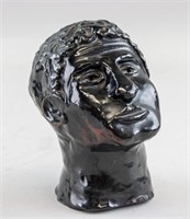 Black Clay Sculpture of Man's Bust