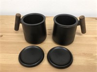 2 Ceramic Tea Brewing Mug with Tea Canisters