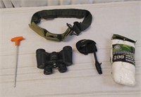 Binoculars,  gun cleaning items and more