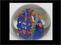 HAND BLOWN GLASS FLORAL PAPER WEIGHT