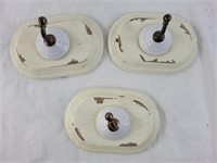 Antique inspired set of three wall hooks