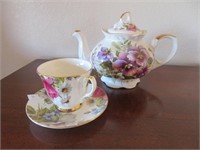 English Bone China Teapot, Cup and Saucer