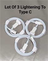 Lot Of 3 Lightening To Type C Cables