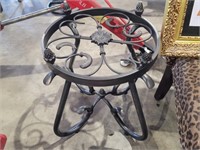 Floral Top Metal Round End Table (No Top)