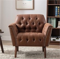 Leather Accent Chair, BROWN ***APPEARS NEW***