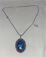 Labradorite Pendant Necklace Chain German Silver