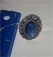 Blue Sapphire Ring Size 9 German Silver