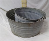Large Vintage Galvanized Metal Tubs