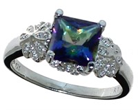 Princess Cut 2.06 ct Mystic Topaz & Diamond Ring