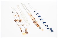 Neutral/Clear/Blue Beaded Necklaces