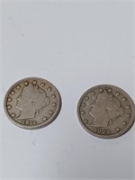 1912, 1909 V Nickel Coin Lot