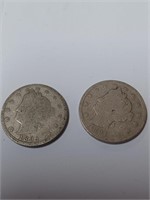 1895, 1891 V Nickel Coin Lot