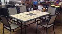64 x 40 x 29 tile and metal outdoor table and