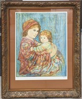 Framed S&N Edna Hibel Mother and Child Print