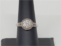 .925 Sterling Silver Diamond Engagement Ring