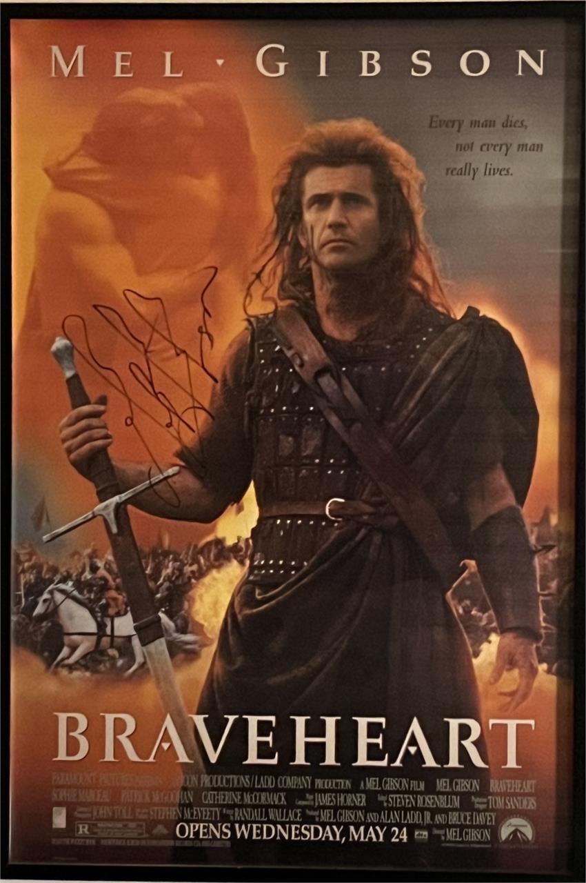 Mel Gibson signed Braveheart movie poster