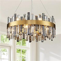 Siljoy Modern Crystal Chandeliers, 16 Lights Brass