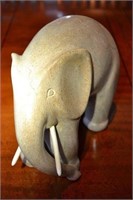 Carved Polished Stone Elephant Sculpture Solid