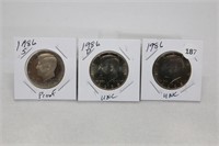 (3) Kennedy Half Dollars 1986 P,D BU and S Proof