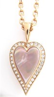 14K Rose Gold Kabana M-O-P, Diamond Heart Pendant