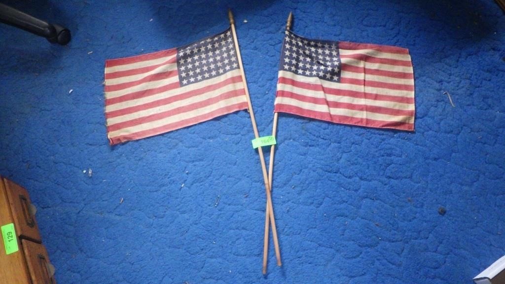 2 VINTAGE 48 STAR PARADE FLAGS - FADED