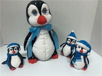 (4) Painted Ceramic Penguin Figurines
