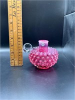 Fenton Cranberry Hobnail Candle Holder