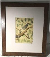 Nature Print Scene of 2 Birds and Branches