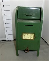 9" metal "All American Mail Box Bank" w/key
