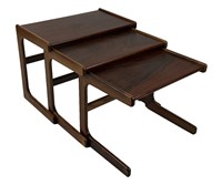 MCM SET OF THREE ROSEWOOD NESTING TABLES
