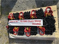 8- 7' G80 5/16" SLING CHAINS WITH DOUBLE HOOKS