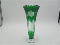 Emerald Green Crystal Cut Glass Vase