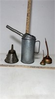 Vintage Oil Cans & Funnel Strainer Measurer