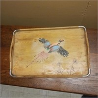 Pheasant Wood Tray w/ Handles