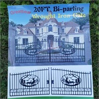 1-Set of New 20' Bi Parting Wrought Iron Gates