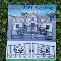 1-Set of New 20' Bi Parting Wrought Iron Gates