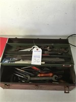 Metal toolbox w/ tools as displayed