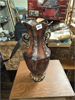 Metal Double Handled Detaled Vase