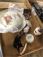 COVERED PLATE, S&P, LIGHTER,BLOWN GLASS, ETC