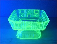 Uranium Depression Glass Candy Dish