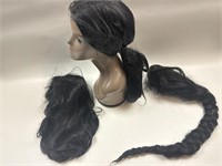 3- style black Wigs - braided, pony-tail, short