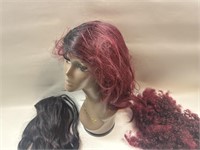 3- style Red Wigs - red tint, curly, short wave -
