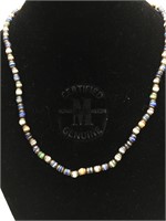 Sterling Silver toggle necklace with multicolored