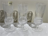3 Edinburgh Crystal Thistle Pattern Goblets