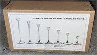 NIB 7pc Graduating Solid Brass Candlesticks